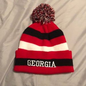 Georgia red black and white beanie